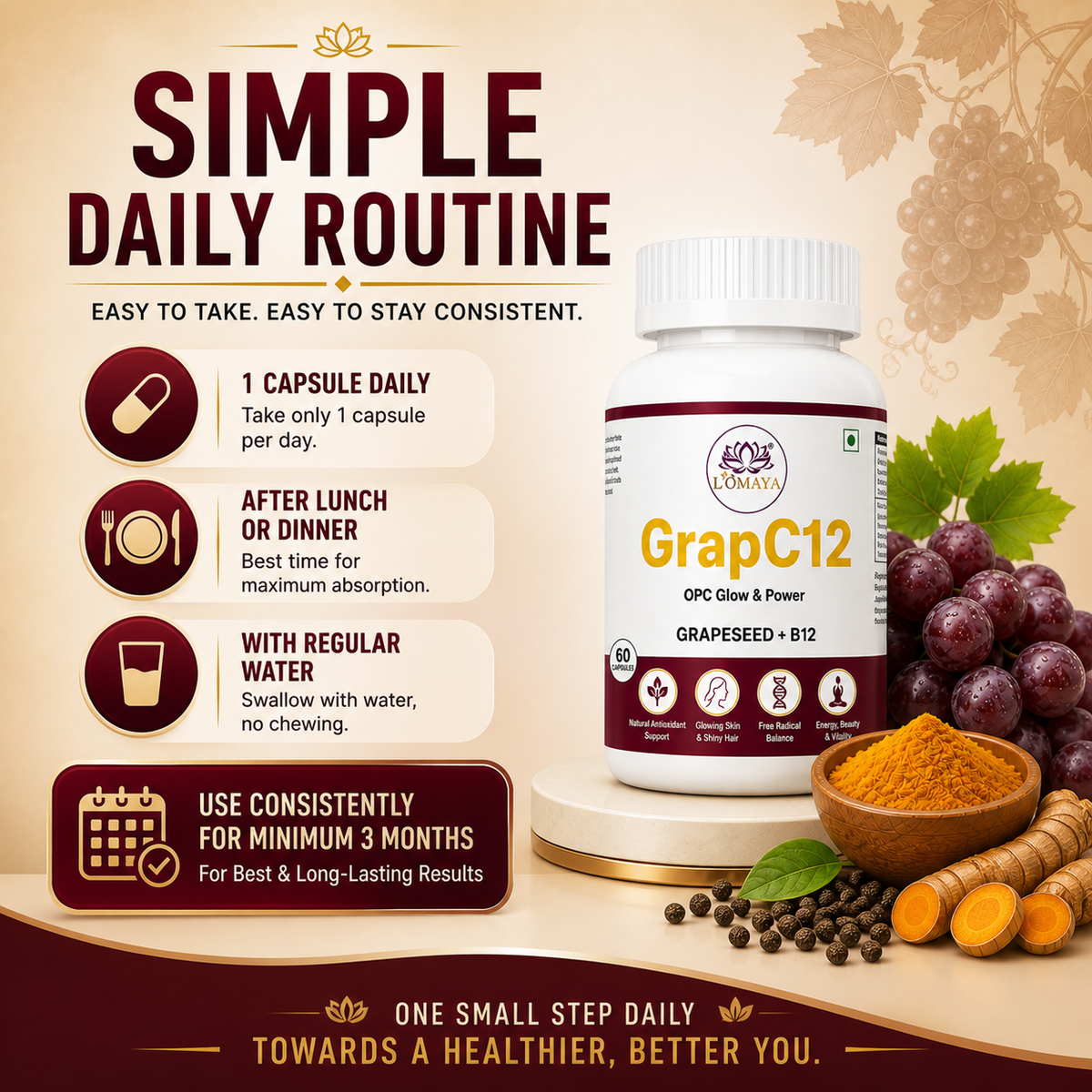 GrapC12 - Grape Seed & Vitamin B12 Supplement for Energy