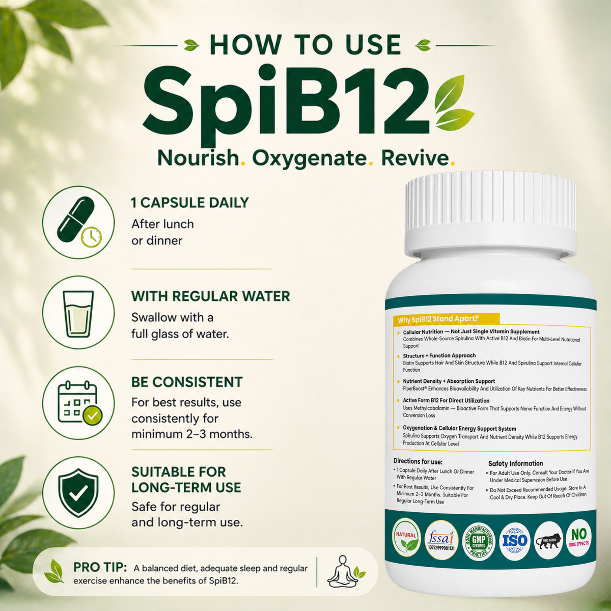 SpiB12 - Vitamin B12 Supplement for Energy